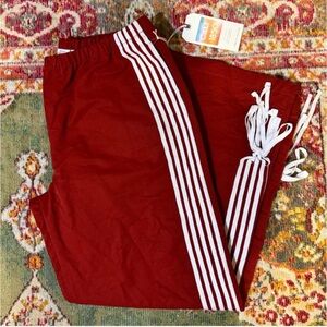 Stylish Red Joggers with White Stripes